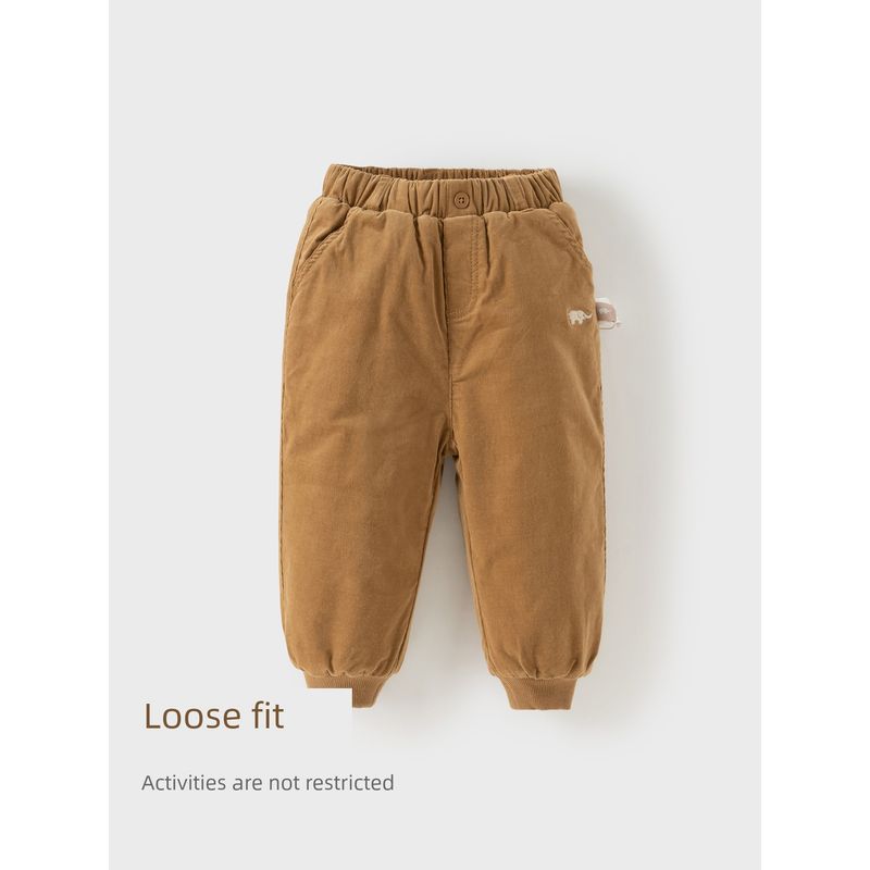 David Bella Boys' Corduroy Pants 2026 Winter New Style Baby Padded Jogger Pants Children's Class a Cotton Pants