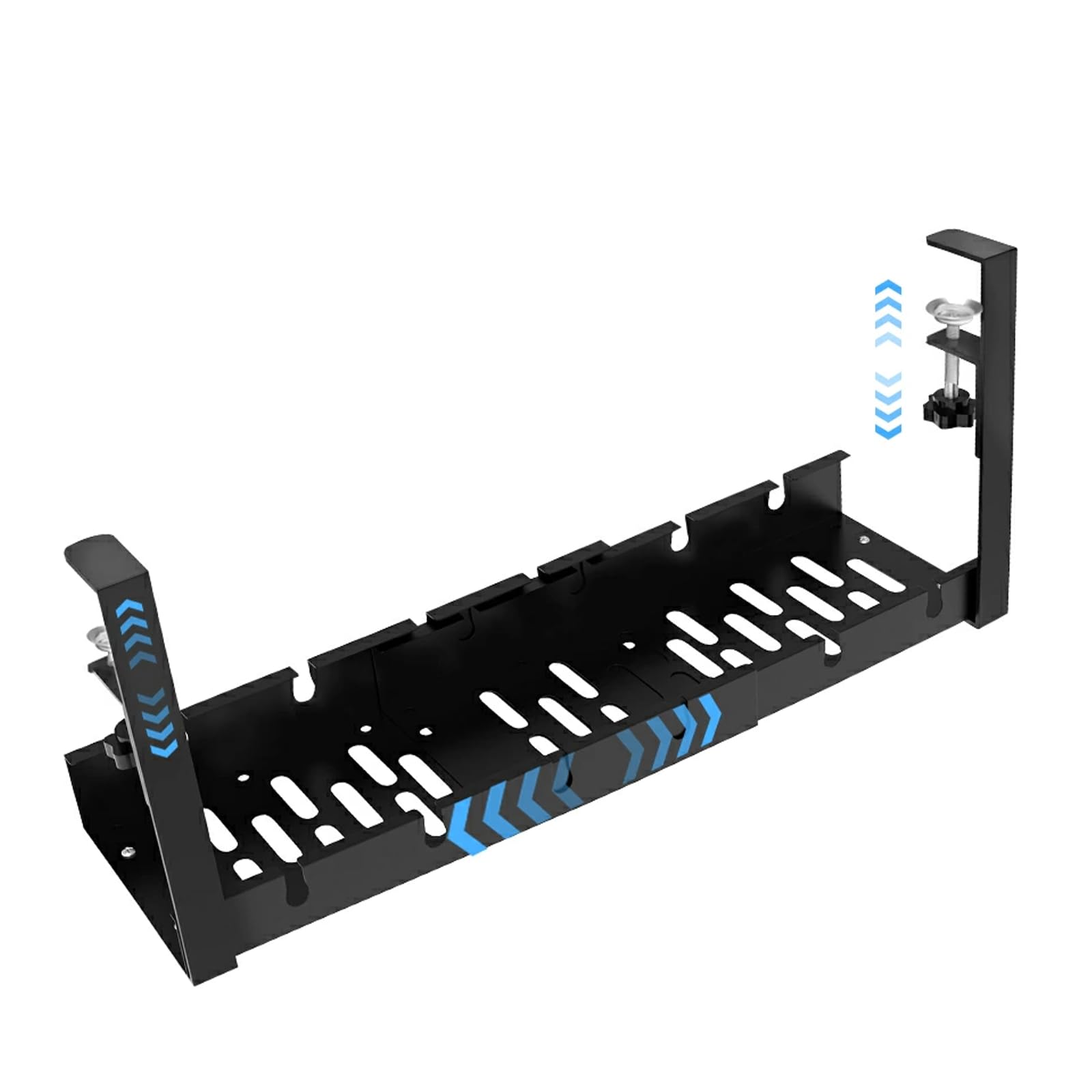 

[No Drilling Required] Extendable Cable Tray, Cable Management, Wire Cable Tray, Hiding Wires, Under-Desk Storage Clamp-on Steel, 12cm Wide,