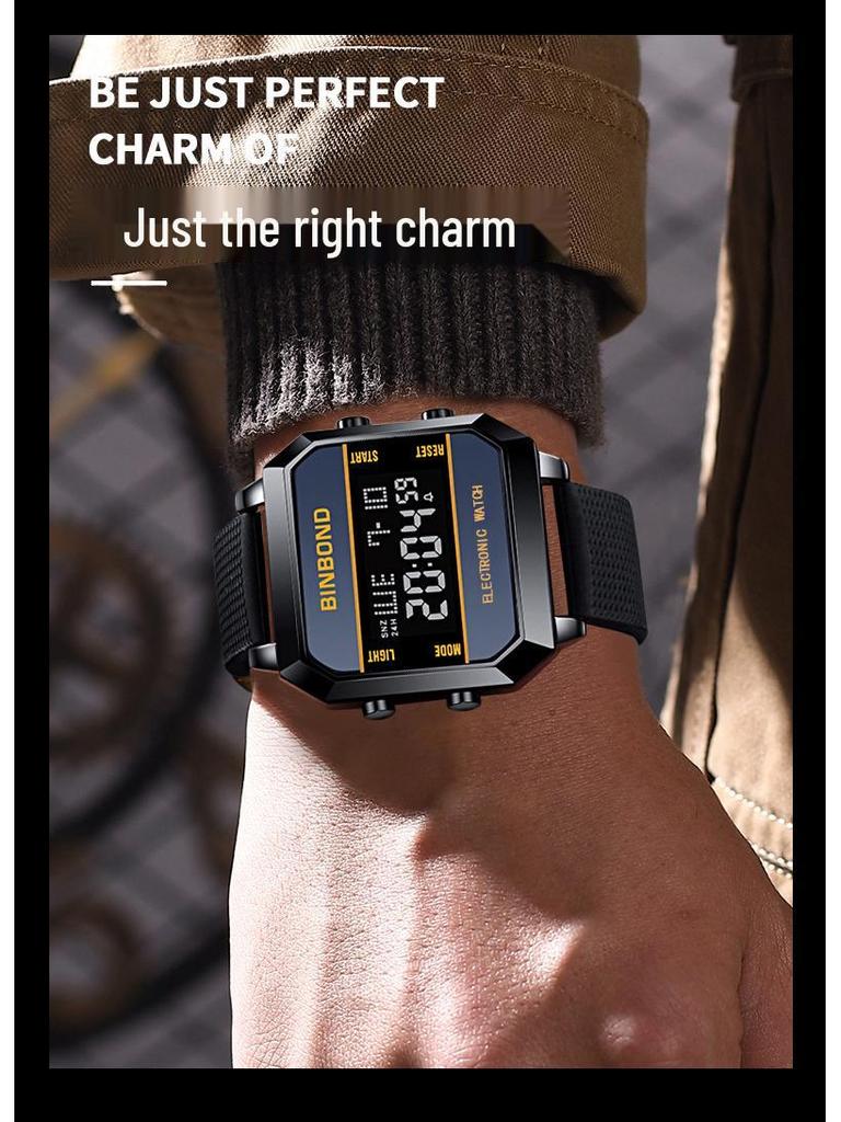 Multifunctional Waterproof Men's Sports Watch - Fashionable Electronic Design for Students