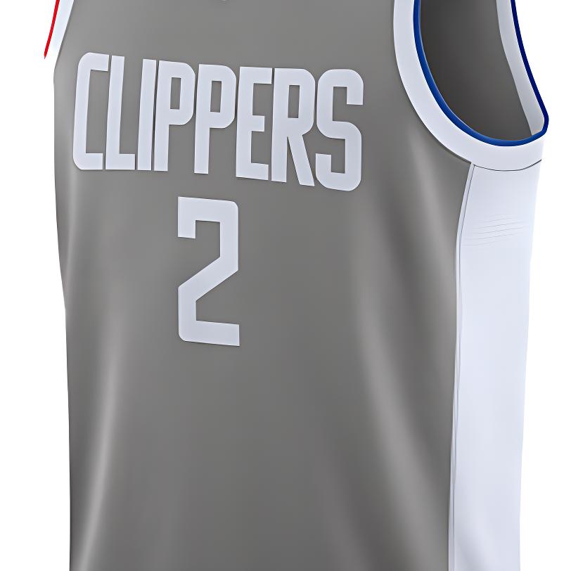 Nike NBA Retro Basketball Jersey Clippers Leonard No. 2 Men Tops Grey CW6808-003