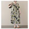 2025 Summer Short Sleeve Loose Printed Women Dress Fashion Casual Simple Elegant A-line Party Dress Female O Neck Office Ladies Clothing