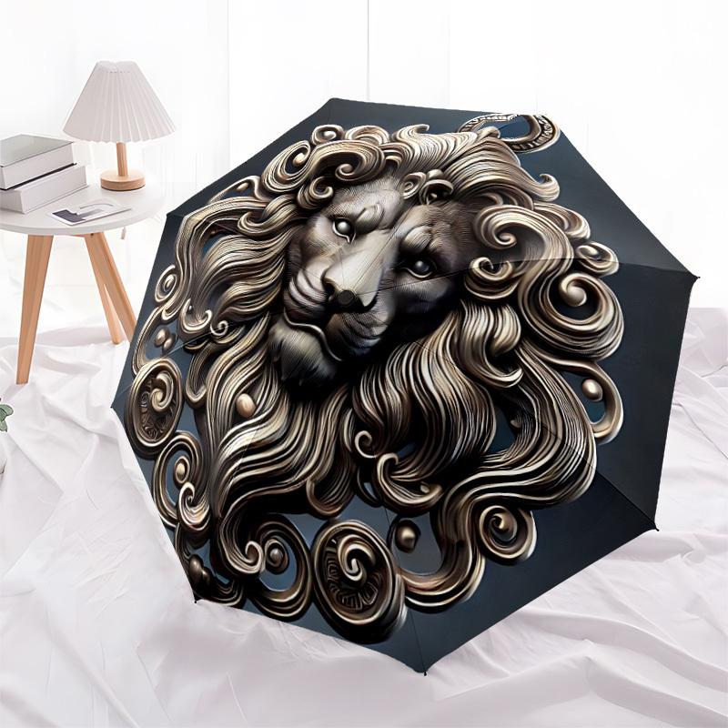 1pc Lion Head Ornament Automatic Umbrella - Automatic Opening And Closing, Sturdy Iron Frame, Formal Occasions Yy251018209