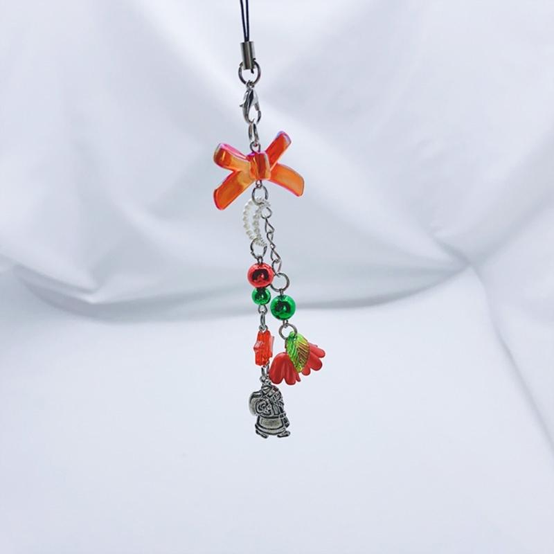 Handmade Phone Anti-lost Lanyard Christmas Themed Phone Chains Charm Stylish Phone Strap Chain Ornament for Girls Kids