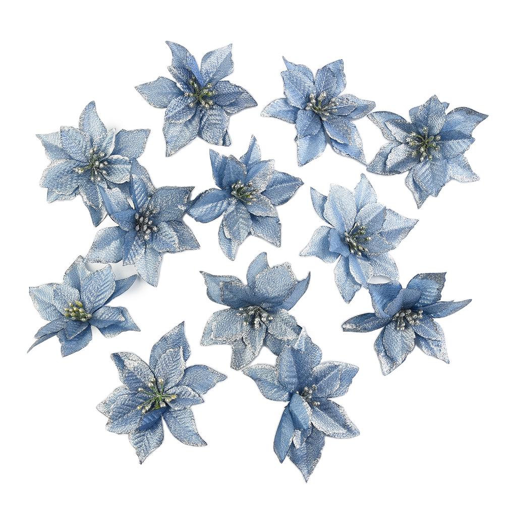 Christmas Decoration 14*14cm Christmas Poinsettia Easy Attach Christmas Flowers Christmas Wreath Easy Attachment