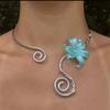 Spiral Iris Flower Necklace Multi Layered Zinc Zinc Alloy Neck Fashion Flower Collarbone Chain  Girls