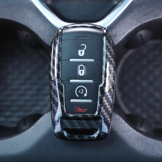 Carbon Fiber Key Fob Cover Protector Case For Dodge Ram 1500 2018+ Accessories
