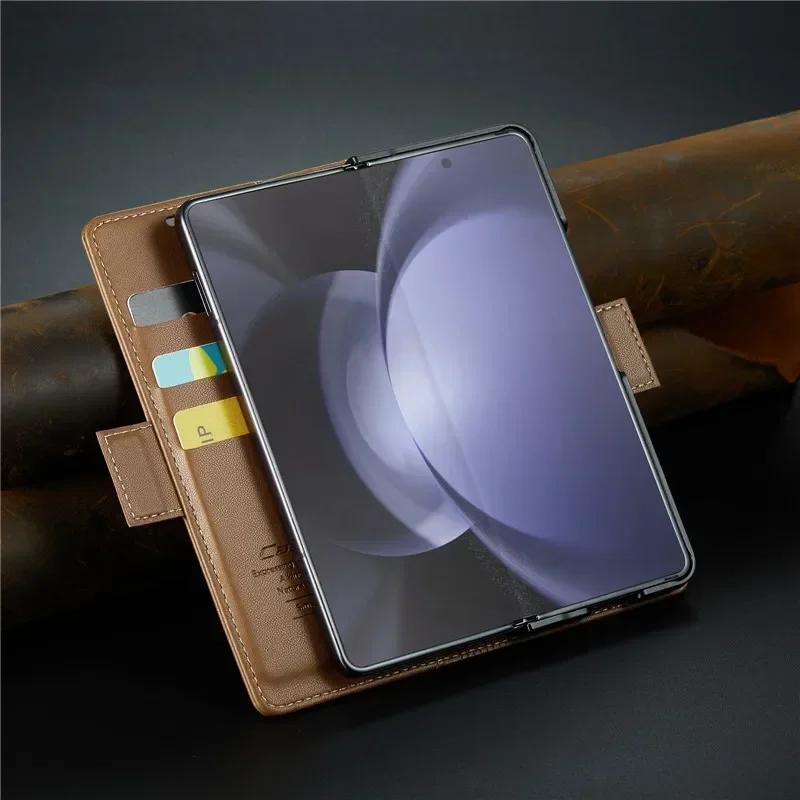 Luxus Magnetische Brieftaschen-Lederhülle Für Samsung Galaxy Z Fold 7 6 5 Stoßfeste Kartenhalter-Taschenabdeckung Für Galaxy Z Fold6