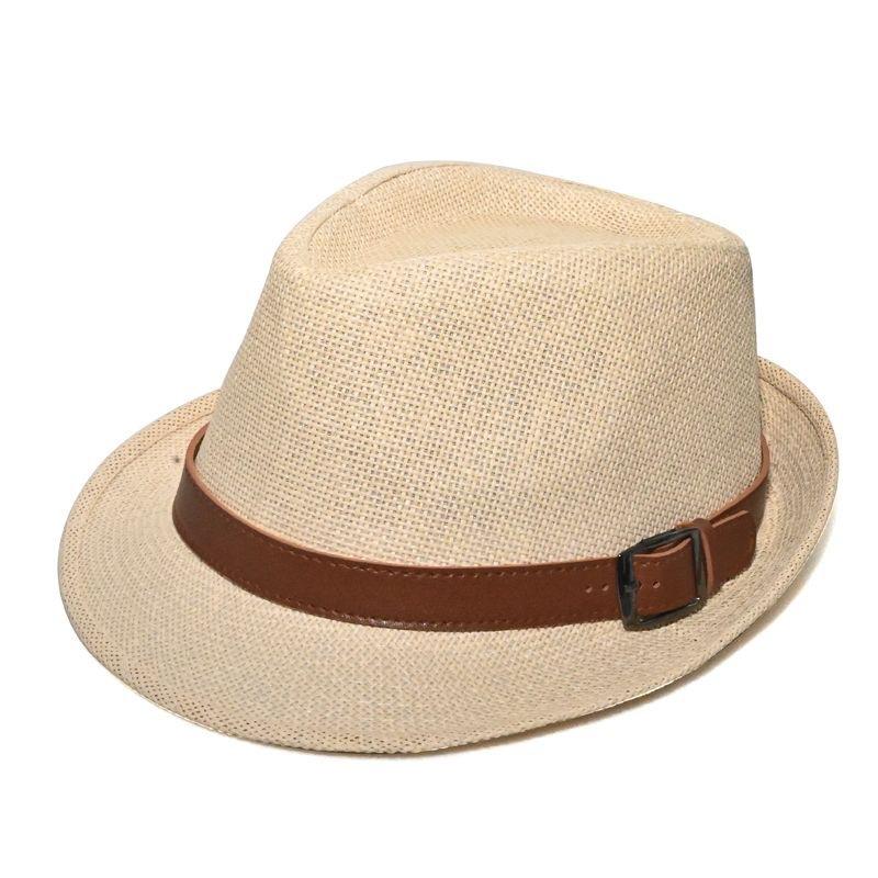 Summer Straw Hat Men's Outdoor Sun Hat Breathable Beach Hat British Performance Jazz Hat Children's Gentleman's Top Hat