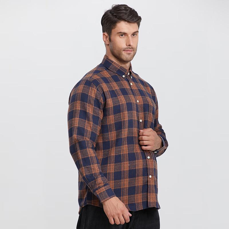 Men's Plus Size Brushed Plaid Long Sleeve Shirt