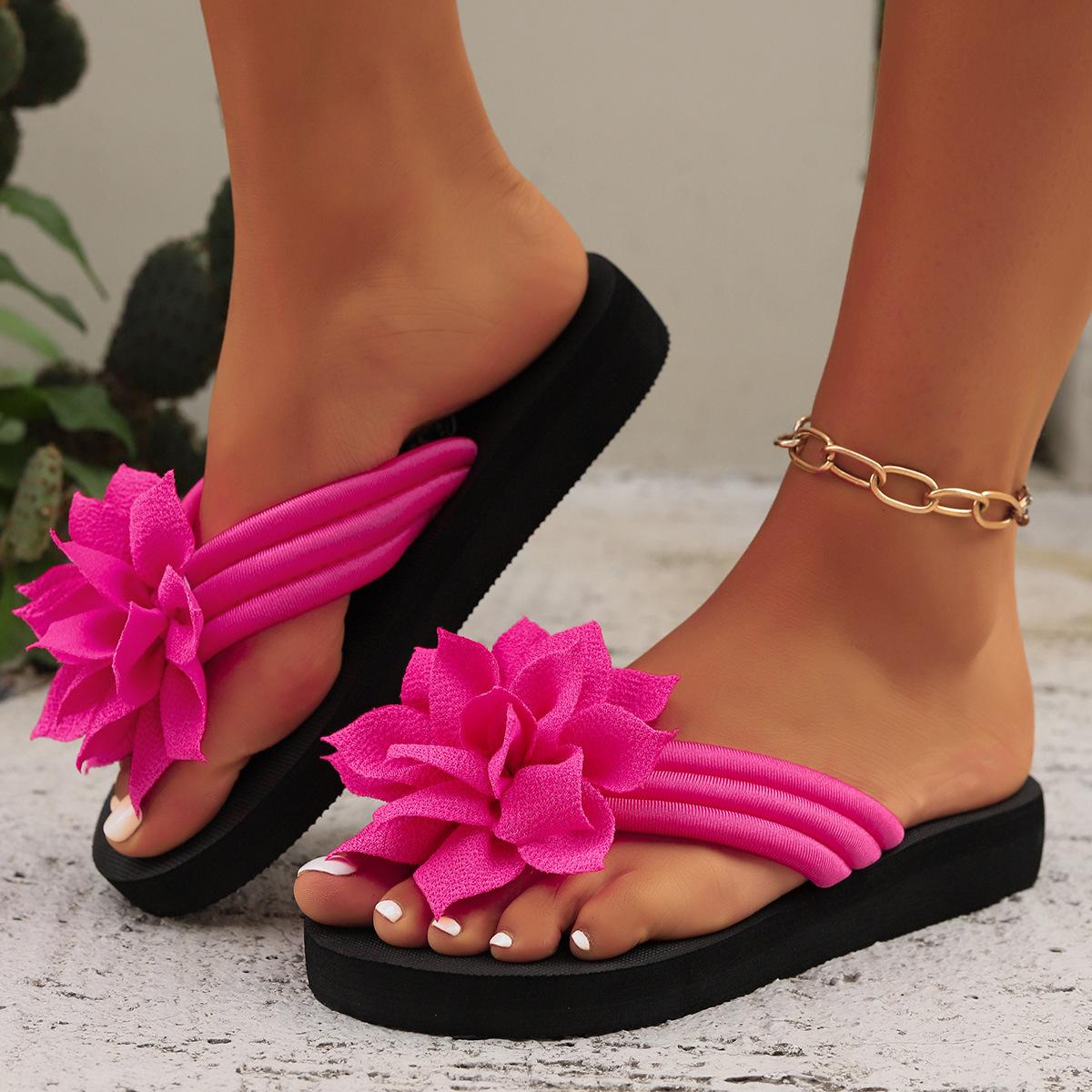 

Женские цветочные шлепанцы летние пляжные сандалии удобные EVA плоские с открытым носком без застежек обувь для отдыха 40 розы красного