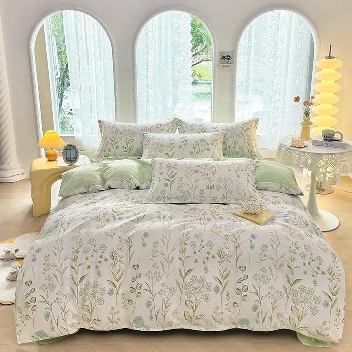 Μικρό Φρέσκο Βαμβακερό Καθαρό Βαμβάκι τεσσάρων τεμαχίων κοιτώνα Παπλωματοθήκη τριών τεμαχίων