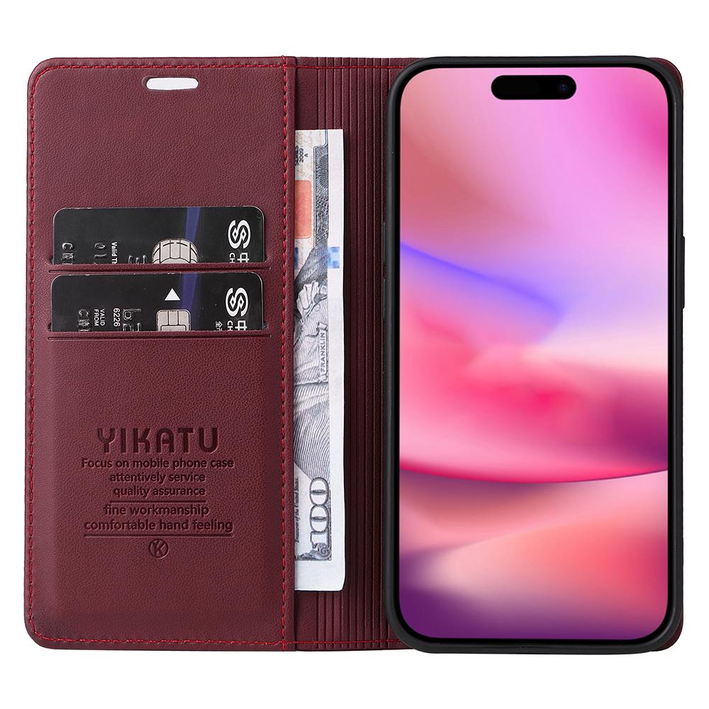 YIKATU YK-001 For iPhone 16 Case PU Leather Stand Wallet Protective Phone Cover