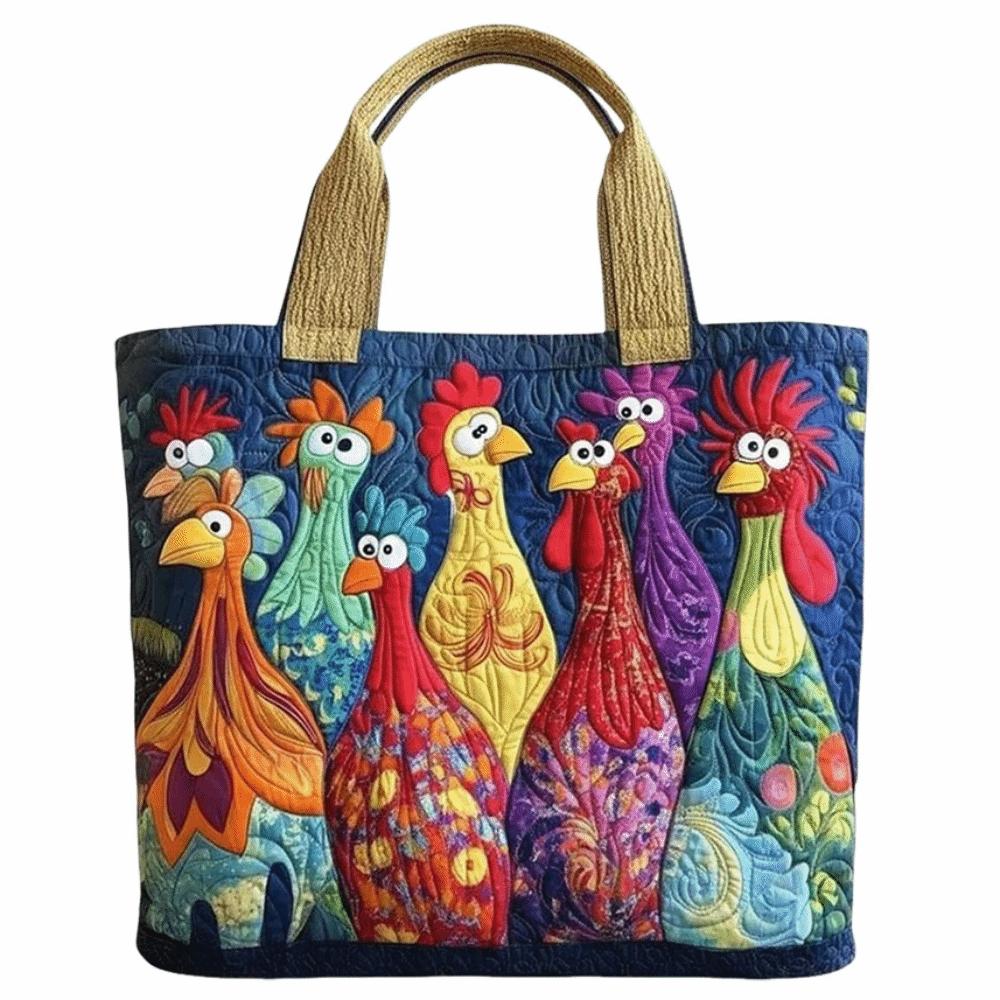 

Vintage Quilted Tote Bag Lightweight 3D Printed Patterns Travel Handbag Cotton Large Capacity Shopping Bag Women Accessory