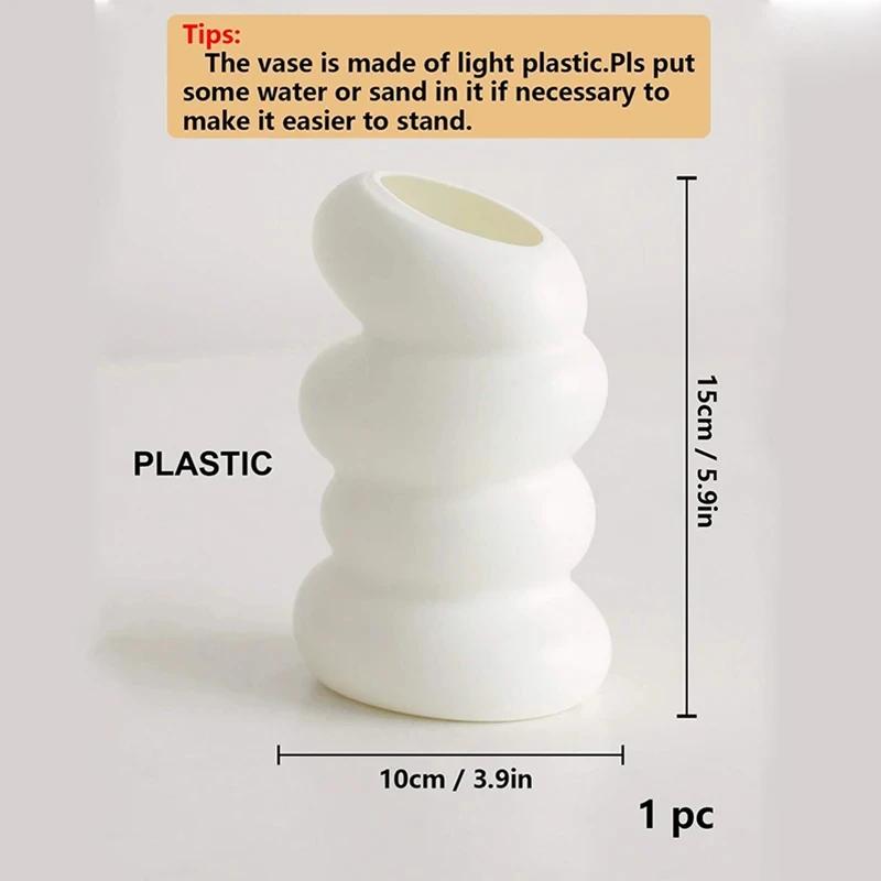 

Plastic Spiral White Vase Nordic Flower Arrangement Container for Kitchen Living Bedroom Home Decoration Desk Accessories