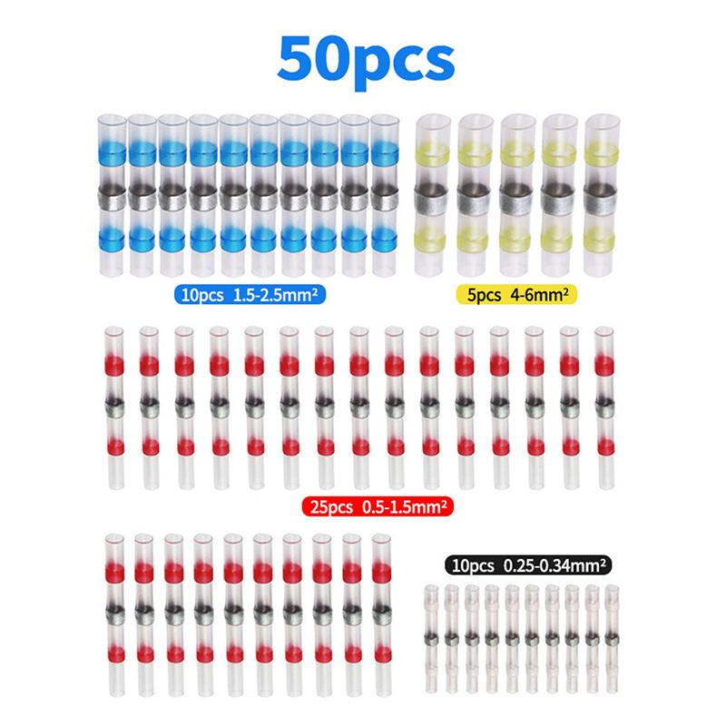 50Pcs Heat Shrink Solder Sleeve Waterproof Seal Wire Splice Connector Tube Kit