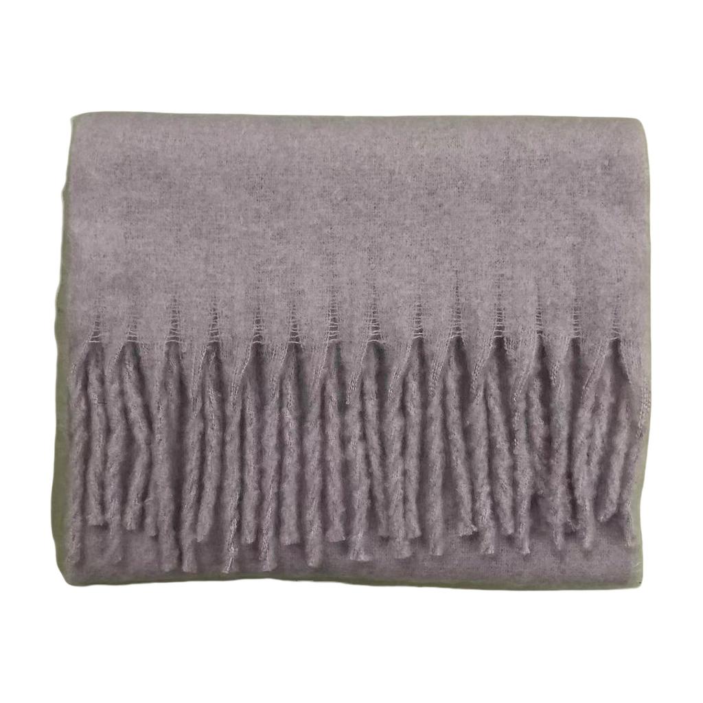 Solid Color Mohair Loop Yarn Scarf Women's Autumn and Winter New High-end Versatile Warm Scarf Shawl Dual-purpose