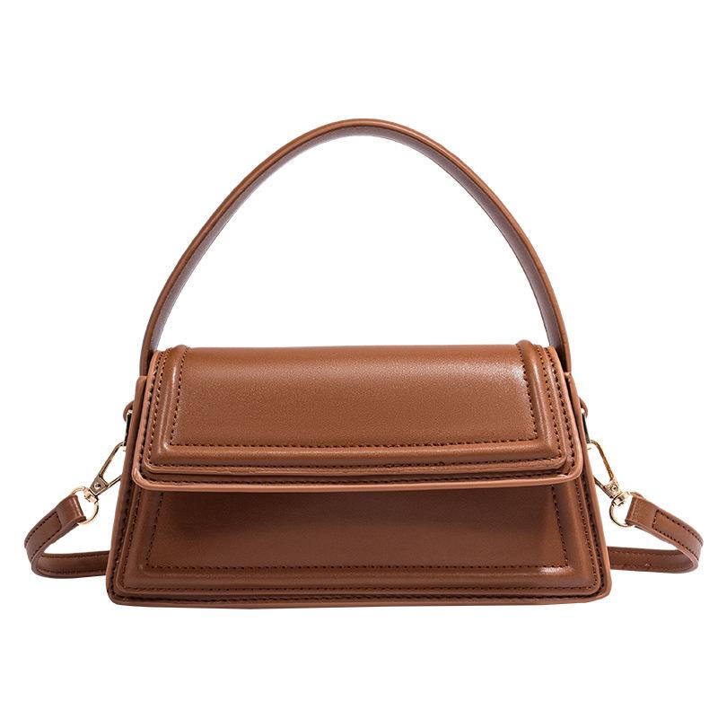 ZA Women's Bag New Fashionable Black Brown Mini Casual Cross-body Trapezoidal Portable Underarm Single Shoulder