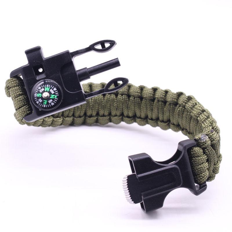 5-in-1 Multi-Function Survival Paracord Bracelet Outdoor Camping Adventure Emergency Rescue Survival Rope Bracelet Compass