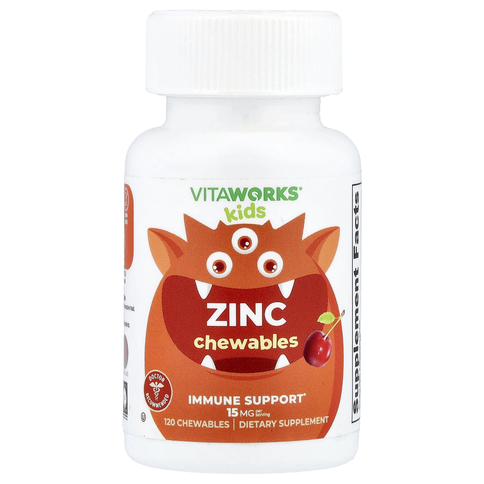 

VitaWorks, Children s, Zinc, Cherry, Chewable Tablets, 120