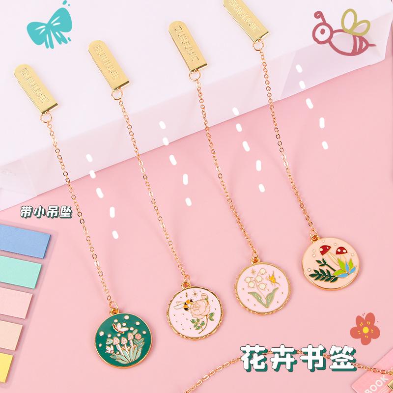 Flowers Butterfly Metal Bookmark School Supplies Book Page Accessories For Girls Kawaii Stationery Book Mark Separador De Libro