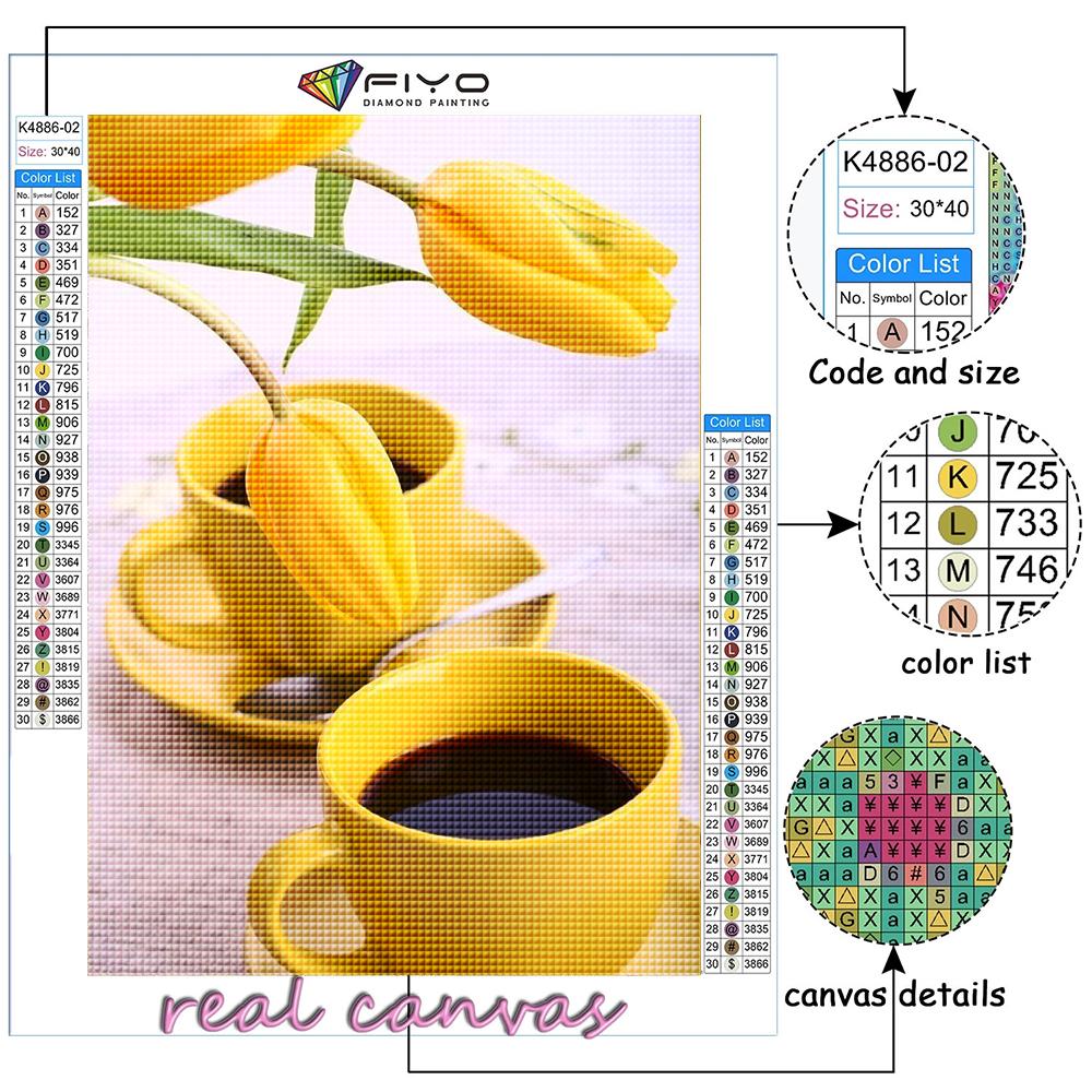 5D Diamond Painting Tulips And Coffee DIY Diamond Embroidery Rhinestone Home Decoration