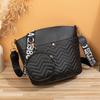 Rhombus Embroidered Shoulder Crossbody Bucket Bag Trendy Versatile Belt Small Round Bag Large Capacity Women's Bag