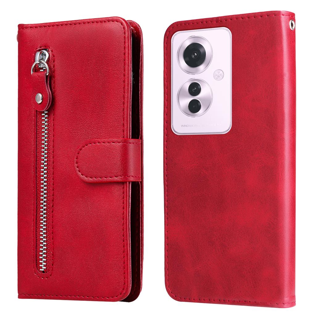 For Oppo Reno11 F 5G/F25 Pro 5G Case Zipper Pocket Calf Texture Leather Wallet Phone Cover
