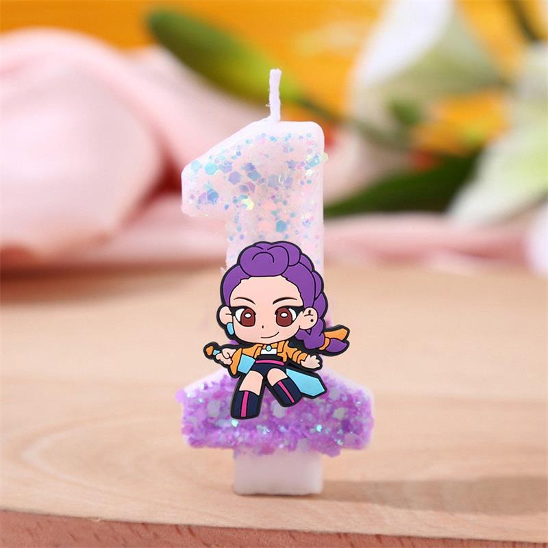 New Kpop Anime Demon Hunters Theme 3D Digital Candle Birthday Cake Decoration Number 0-9 Candle Kids Party Accessory Supply Gift