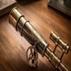 Engraved Nautical Brass Double Barrel Telescope with Tripod