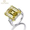 Luxury Big Square Pink Yellow White Zicon S925 Sterling Silver Wedding Rings Girls Birthday Stone Fine Jewelry