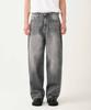 Akeusi Loose Washed Balloon Fit Wide Denim Pants Unisex (Black Wash)