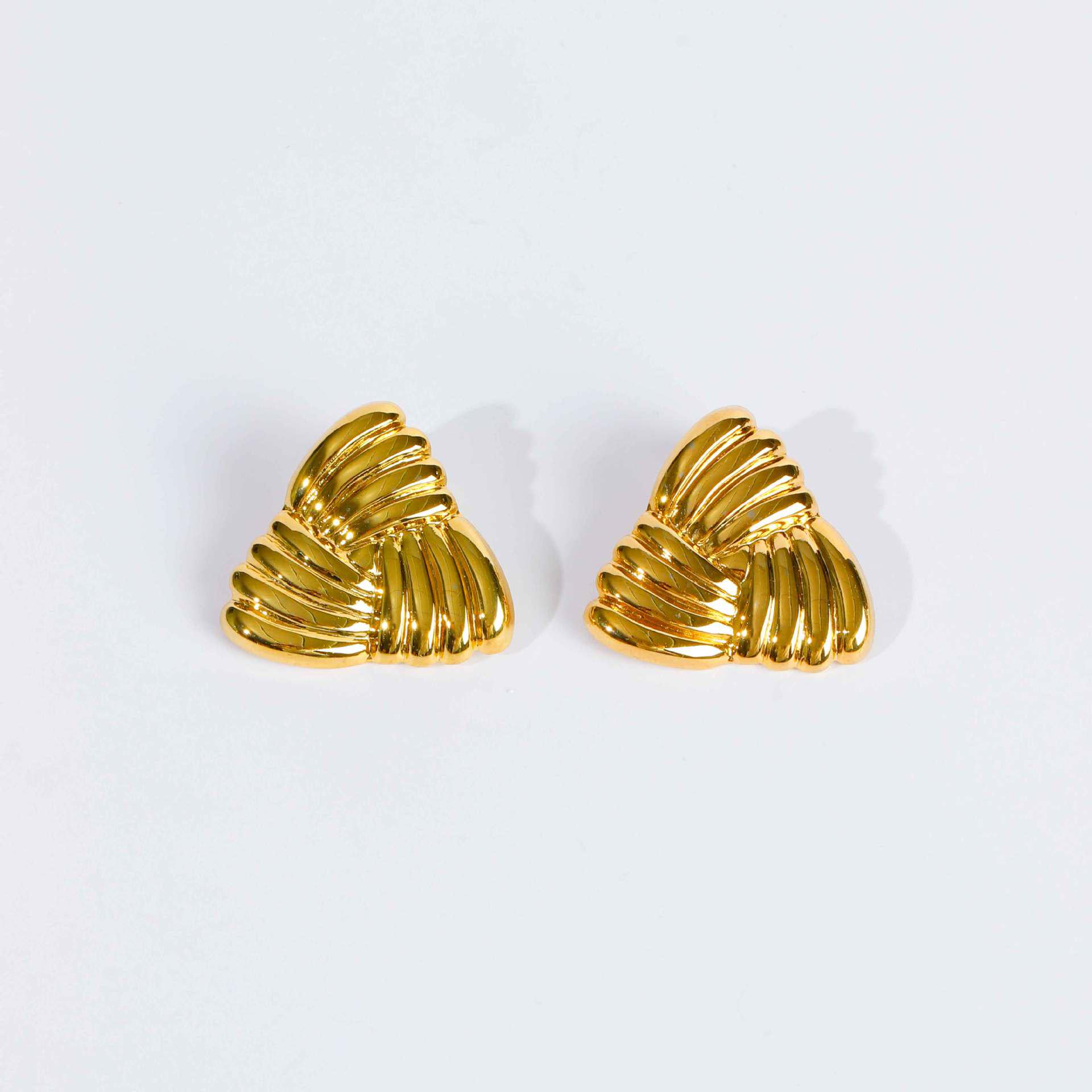 

European-American Titanium Steel Gold Triangle Earrings: High-End, Unique, Stainless Steel Design.