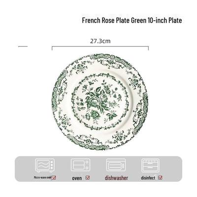 ZISIZ French Rose Ceramic Dinner Plate Set