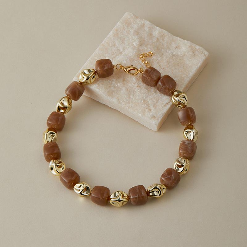 Colar Pulseira de Contas Irregulares em Acrílico para Mulheres Bangle Geométrico Bohemia Feito à Mão Acessórios de Joias para Casal