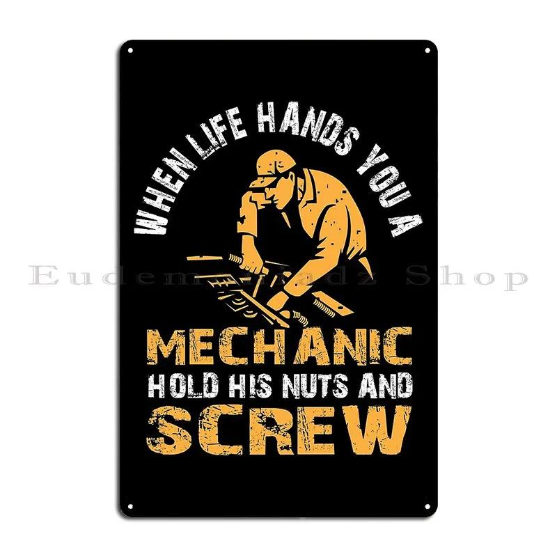 Mürrisch Unterschätze Niemals Einen Alten Mann Mit Mechanikerfähigkeiten Mechaniker Öl Spritzer Ist Mann Glitzer Metallschild Blechschild Poster