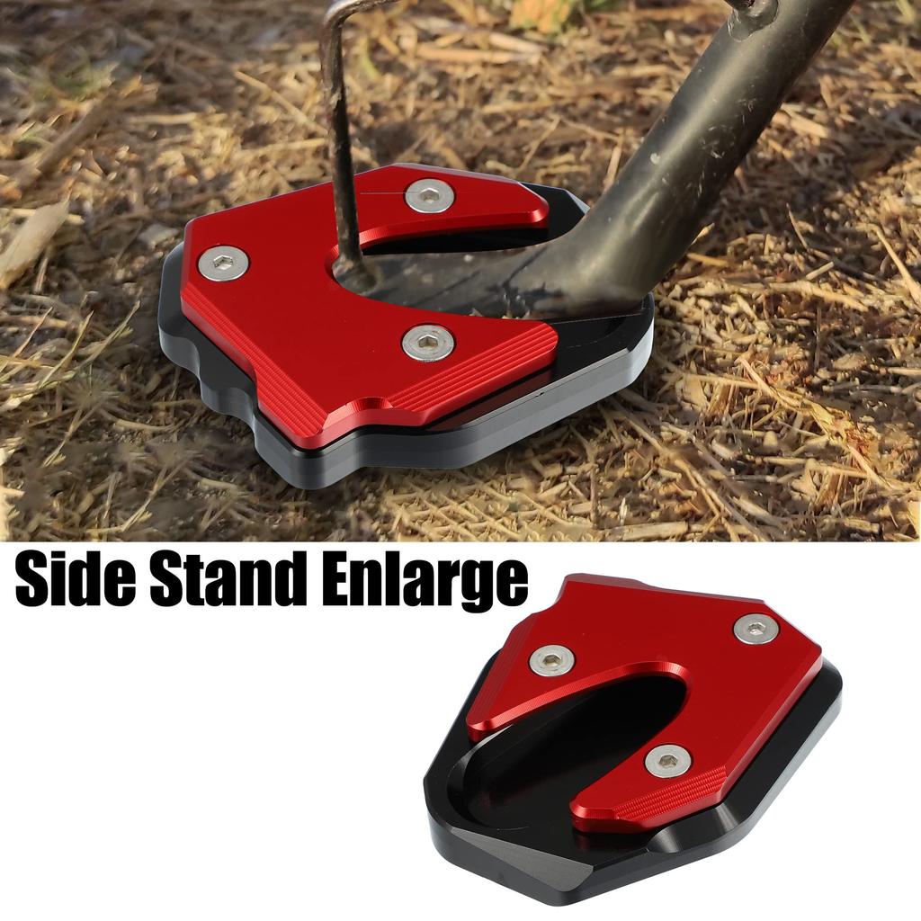 X AUTOHAUX Motorcycle Kickstand Side Stand Plate Aluminum for Suzuki GSX250R Pad, Alloy, Red,