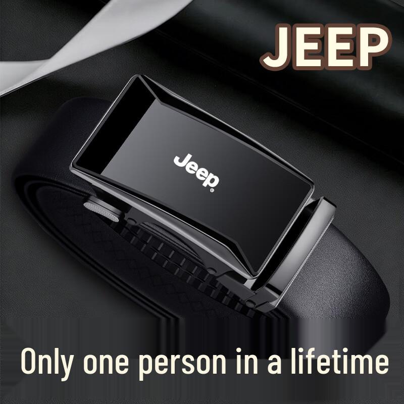 JEEP Men s Genuine Leather Automatic Buckle Belt 120cm