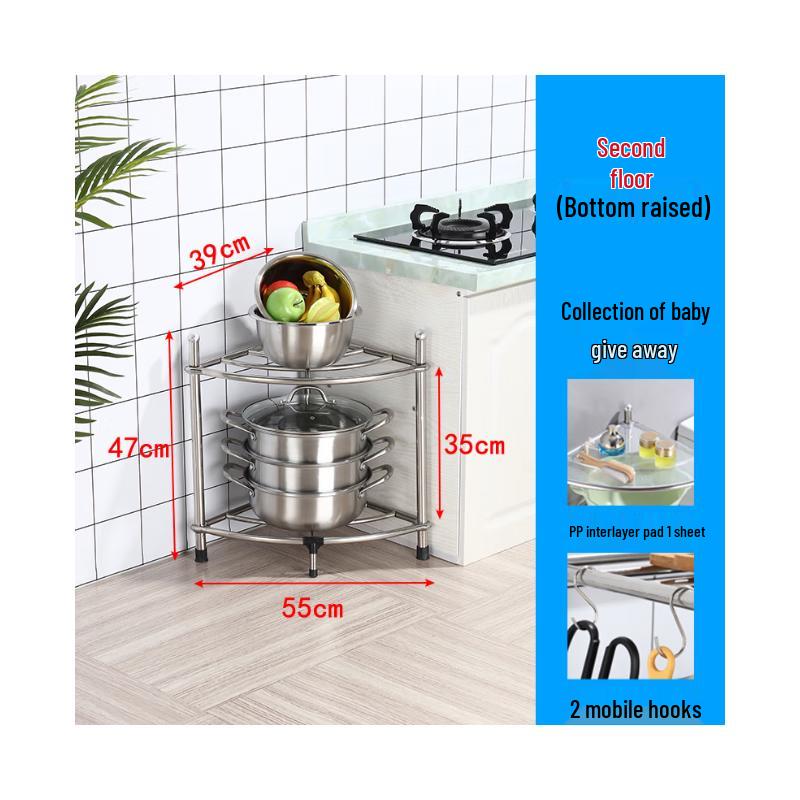 Vintage Stainless Steel Corner Storage Shelf