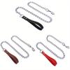 Heavy-Duty Dog Chain Leash 120cm Durable Leather Handle Chew-Resistant Metal Link Ideal for Large Breeds Pet Training & Walking