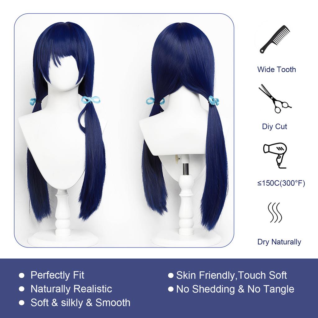 Cosplay Wig Murano Sayaka 75cm Straight Anime Wig Girl Love Live! Superstar! Double ponytail wig purple Synthetic Wig with Bangs