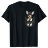 Funny Black Chihuahua Dog In Pocket T Shirts Men Women Pure Cotton Humor Streetwear Tee Shirt Short Sleeve Unisex Loose Clothing