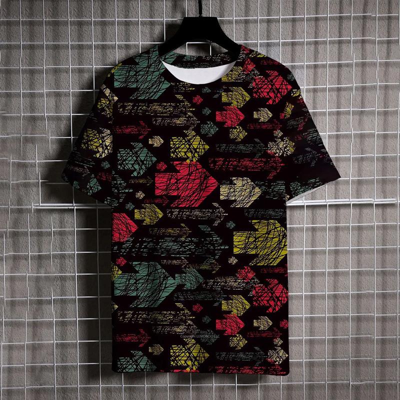 Sommarmode Sport 3D-tryckta Graffiti Herr T-shirts Ny Trend Harajuku Casual Personlighet Rund Hals Kortärmade T-shirts Toppar