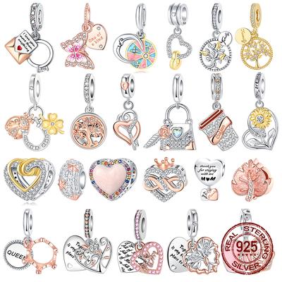 Silve Rose Gold Tree Of Life Butterfly Series Charm Fit 4Mm Aperture Bracelet Charm Bead Necklace Diy Women Jewelry