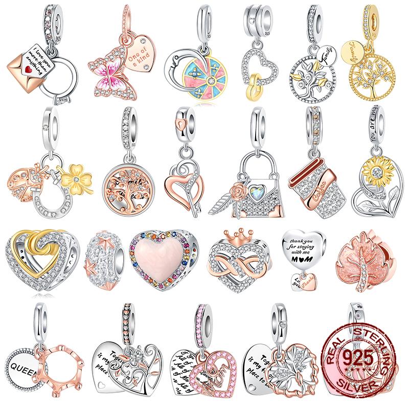 Silve Rose Gold Tree Of Life Butterfly Series Charm Fit 4Mm Aperture Bracelet Charm Bead Necklace Diy Women Jewelry