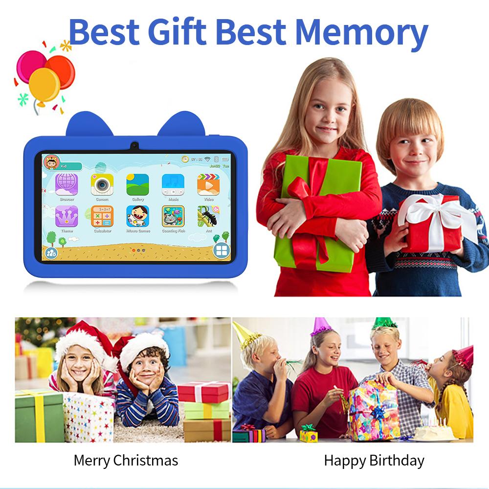 Tablet für Kinder 7 Zoll Android 13 Wi-Fi Bluetooth 4GB+64GB Dual-Kamera Lernsoftware 5G WiFi Tablet-PC