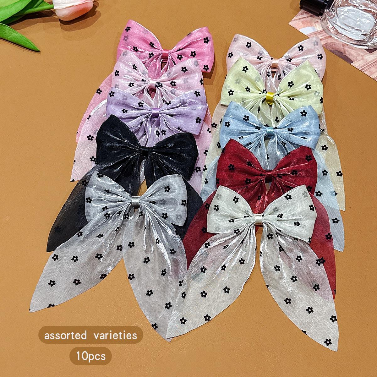 

10 цветов случайных милых цветочных заколок-бантов для волос Size fits all