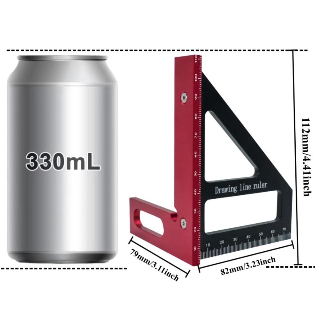 Woodworking Square Protractor Aluminum Alloy Scribing Ruler Miter, Precision 3D Multi Angle 45/90 Degree Layout Measuring Tool