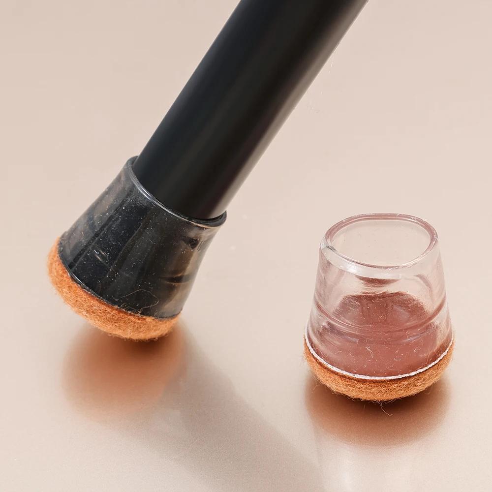 Table Chair Leg Protectors Caps Clear Round for Furniture Legs Cover Floor Sliders Non Slip Scratch Reduce Noise with Felt Pads