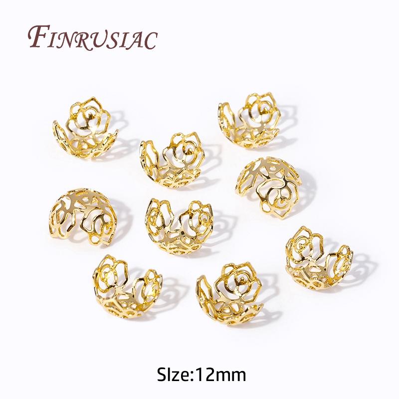 18K Gold Plated 12/16MM Large Beads Caps Filigree Bead Cap High Quality Jewelry Beads Cap DIY Handmade Jewelry Accessories