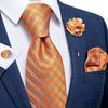 7 Colors Mens Plaid Paisley Silk Necktie Hanky Cufflink Tie Clip Boutonniere Set for Wedding Party